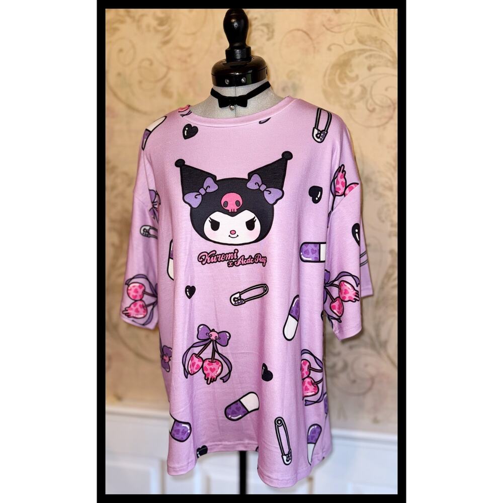 ACDC Rag Kuromi T-Shirt Street Style J Fashion Punk Sanrio Japan Yami Kawaii